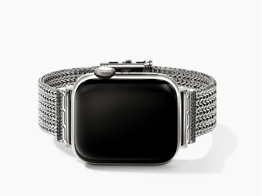 Icon Link Smart Watch Strap - Sterling Silver with Black Sapphires 18mm